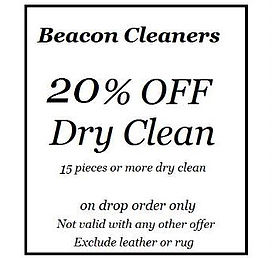 20% OFF Dry Clean, 15 or more pieces